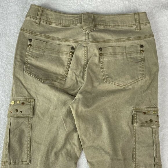One 5 One 151 Jeans Womens Khaki Pants Studded Side‎ Flap Pockets 32x29 Skinny - Picture 9 of 12